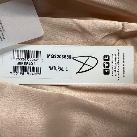 MinkPink Faux Fur Anya Jacket Coat L Tan Fuzzy Plush Cozy Mobwife Party Retro - Picture 13 of 16